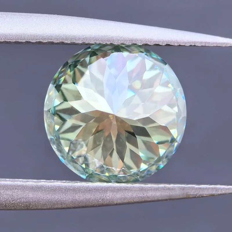 Moissanite Stone 100 Faceted Cut Blue Green Natural Color Multiple Sizes for DIY Charms Jewelry Making with Certificate