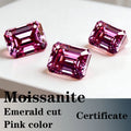 Emerald Cut Moissanite Stone VVS1 Pink Color Certificate Artificial Gemstone DIY Jewelry