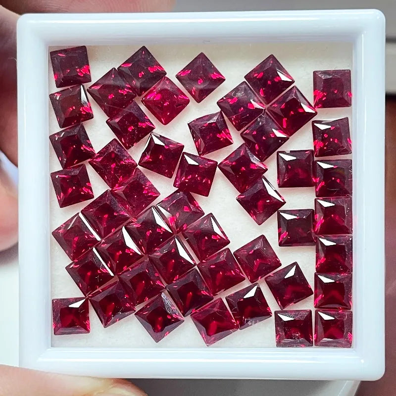 Lab Grown Ruby Plum Blossom Cut Pigeon Blood Red Color DIY Charms Jewelry Making Main Materials Selectable AGL Certificate