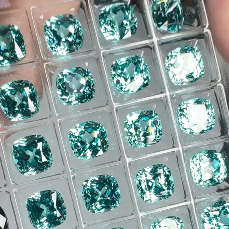 Lab Grown Paraiba Cushion Cut Neon Blue Color Gemstone DIY Jewelry Making Inlay Ring Necklace Bracelet Selectable Certificate