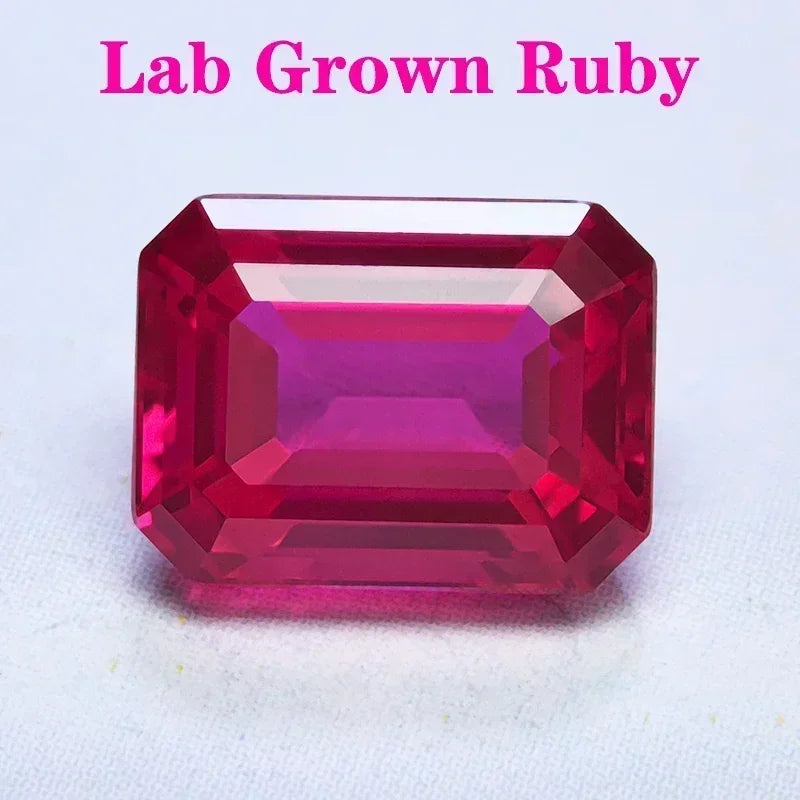 Emerald Cut Lab Grown Ruby Rubellite Color VVS1 Gemstone Charms DIY Advanced Jewelry Making Materials Selectable AGL Certificate