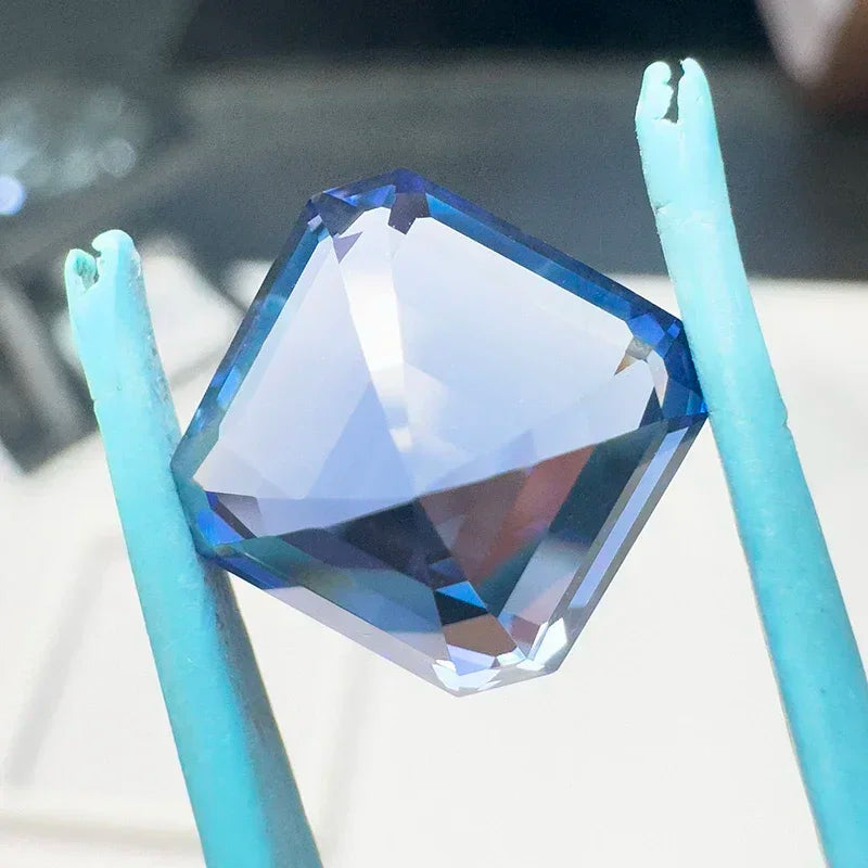 Lab Grown Sapphire Square Asscher Cut cornflower Color VVS1 Charms DIY for Jewelry Making Material Selectable AGL Certificate
