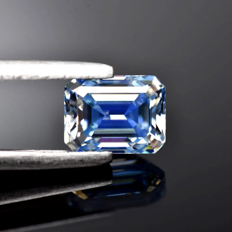 Emerald Cut Moissanite Stone VVS1 Ice Blue Color  DIY Jewelry Certificate Unnatural