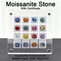 Moissanite Stone Gemstone Beads Multiple Colors VVS1 Round Shape Passed Diamond Tester for DIY Jewelry Making with Certificate
