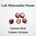 VVS1 Round Garnet Red Color Moissanite Stone 6.5mm for Jewelry Setting, GRA Certified, Lab-Created Gemstone