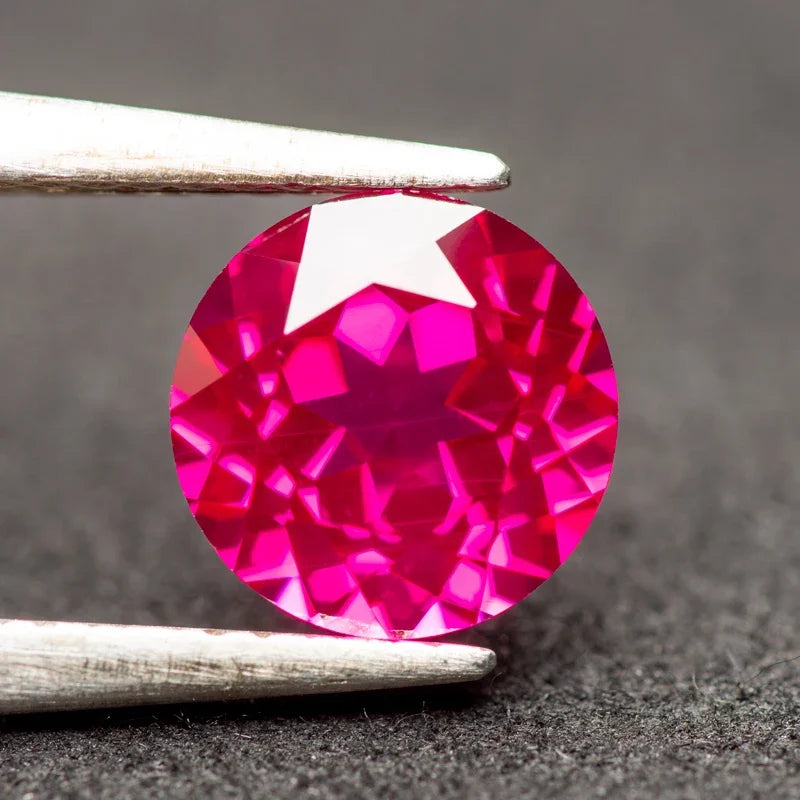 Lab Grown Ruby Round Shaped Rubellite Color for Charms Jewel Making DIY Ring Necklace Earrings Main Materials Certificate