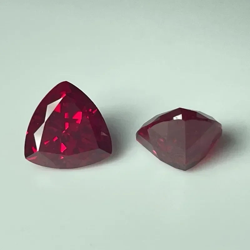 A-Hot Sales Lab Grown Ruby Triangle Cut Pigeon Blood Red Color DIY Charms Jewelry Making Main Materials Selectable AGL Certifica