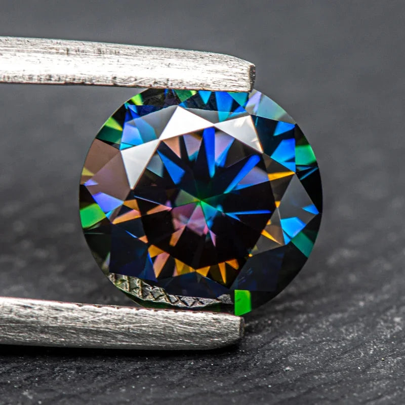 Moissanite Stone Round Cut Rainbow Purple Multiple Colors Available Gemstone for DIY Jewelry Making with Certificate