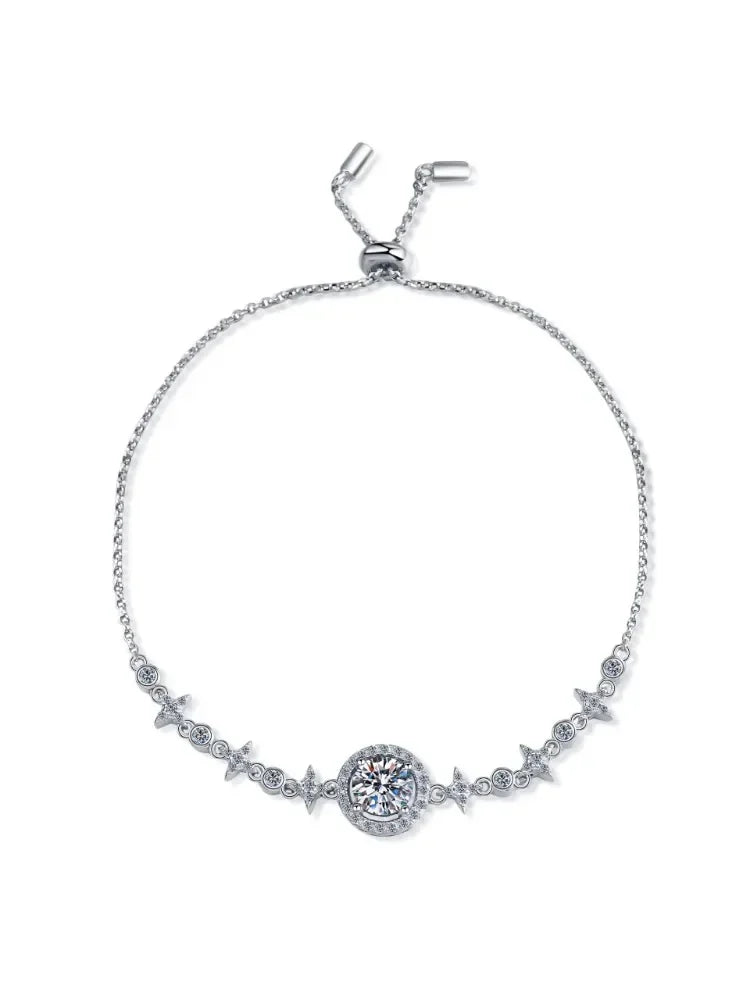 Moissanite Top Quality 925 Silver Bracelets Adjustable Star round Bracelet High End Non-Fading Fashion Jewelry With GRA