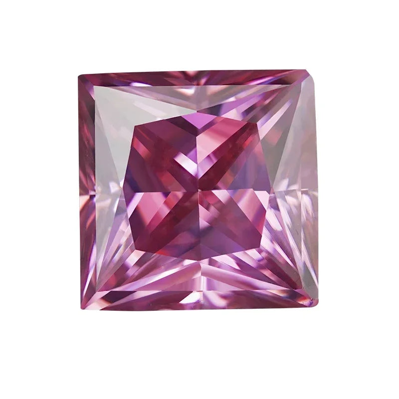 Moissanite Stone Princess Cut Pink Color VVS1 Gemstone Charms Beads for Jewelry Making Pendant Materials with GRA Certificate