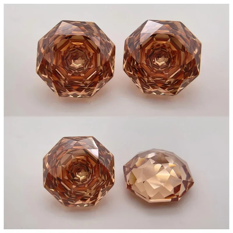 New Cubic Zirconia Octagon Rose Cut Champagen Gemstone Loose Stone For Pendant Earring Jewelry Making