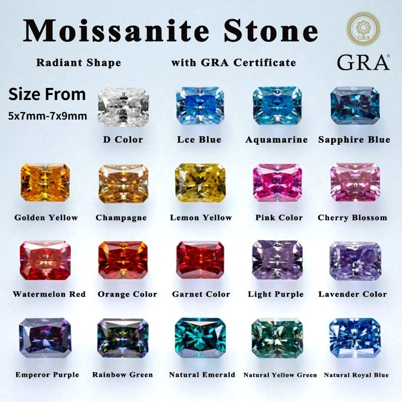 Moissanite Gemstone Radiant Cut Lemon Yellow Color Lab Grown Diamond for Diy Charms Jewelry Making Material with Certificate