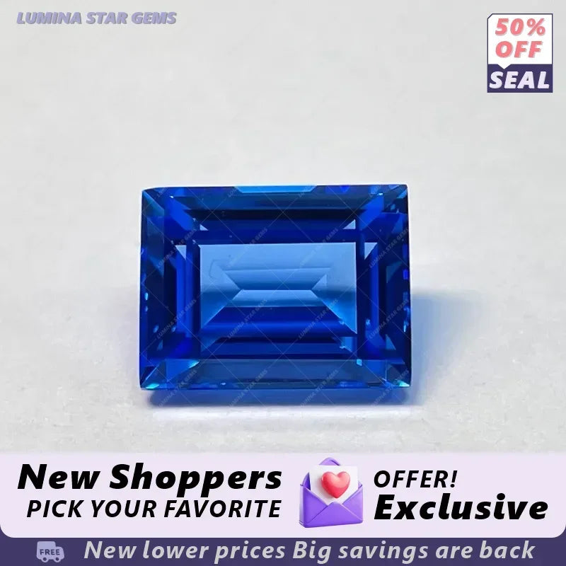 TOPTLab Grown Cobalt Spinel Rectangular Shapes Gemstone for DIY Ring Necklace Earrings Main Materials Selectable Certificate