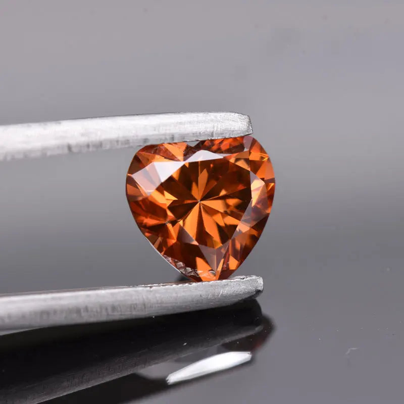 Moissanite VVS1 Artificial Stone Orange Color Heart Cut with Certificate Wholesale