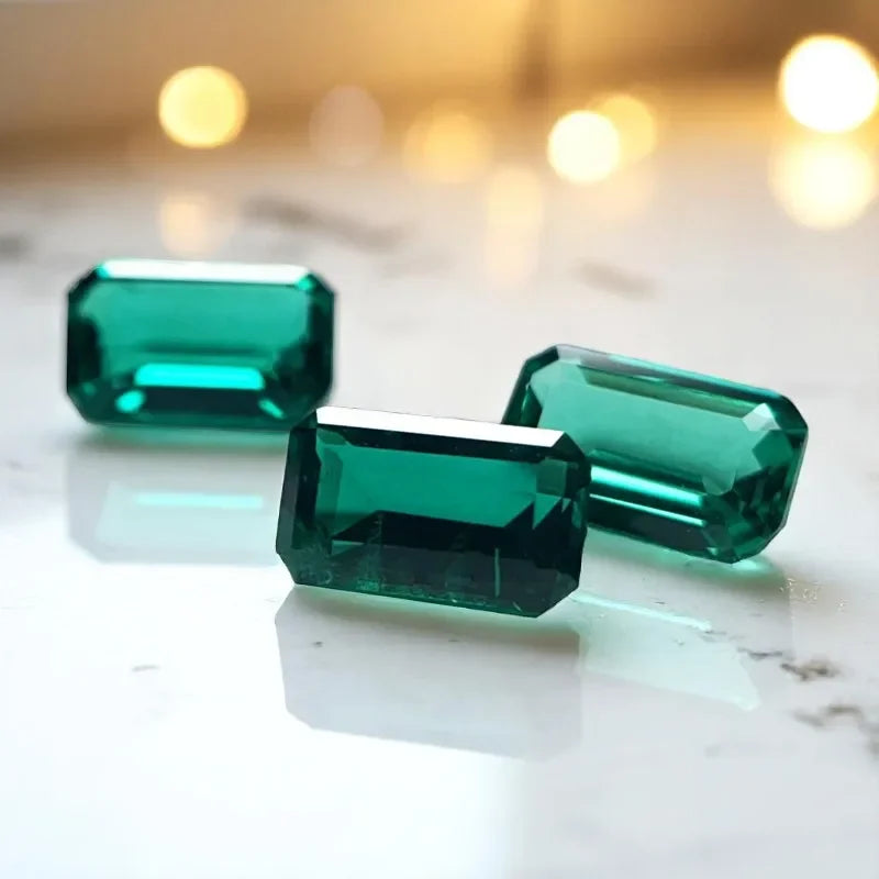 Hydrothermal Emerald Hand Cut Laboratory Columbia Emeralds Size 3x5mm  with Cracks Inclusions Inside Selectable AGL Certificate