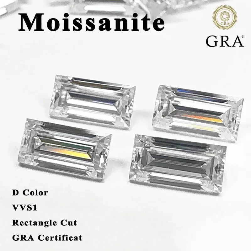 Moissanite Loose Stones D Color VVS1 Rectangle Cut Gemstone Lab Grown Moissanite Diamonds for Diy Jewelry Making Certificate