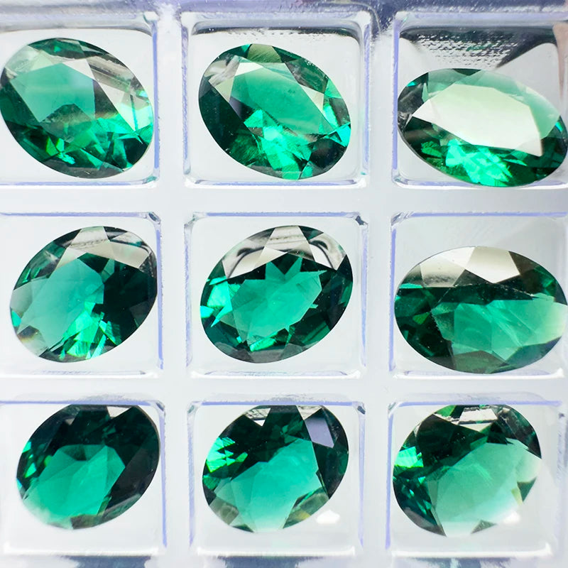 Lab Grown Zambian Emerald Oval Cut Hydrothermal for Jewelry Making Natural Green Color with Inclusions Selectable Certificate