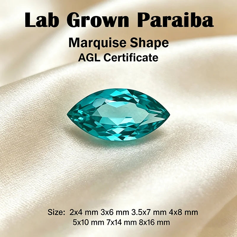 Lab Grown Paraiba Gemstone Marquise Shape Loose Gemstones For Jewelry Setting Multi Shapes Available Round Pear Heart Cushion