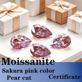 Pear Cut Sakura Pink Color Moissanite Synthetic Gemstone with Certificate Jewelry Beads