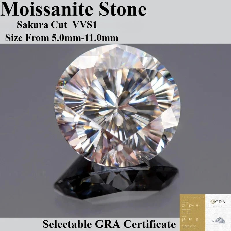 Moissanite Sakura Cutting VVS1 D Color Special Cutting with Certificate GemStone  Diy Jewelry Making Materials Wholesale