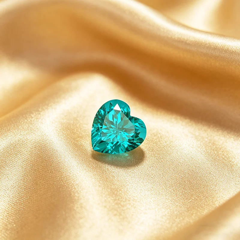 Lab Grown Paraiba Gemstone Heart Shape Loose Gemstones For Jewelry Setting Multi Shapes Available Round Pear Heart Emerald
