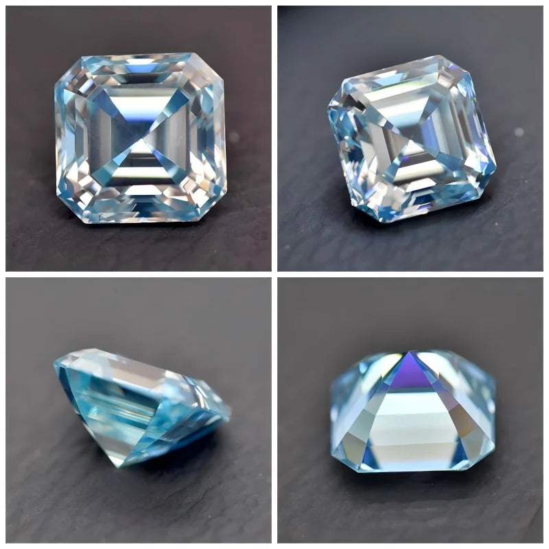 Moissanite Stone Asscher Cut Multiple Colors Available with Certificate Pass Diamonds Tester Gemstones for Jewelry Diy