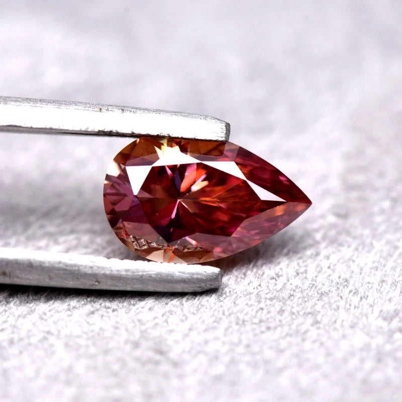 Pear Cut Watermelon Red Color Moissanite Synthetic Gemstone with Certificate DIY Jewelry Setting
