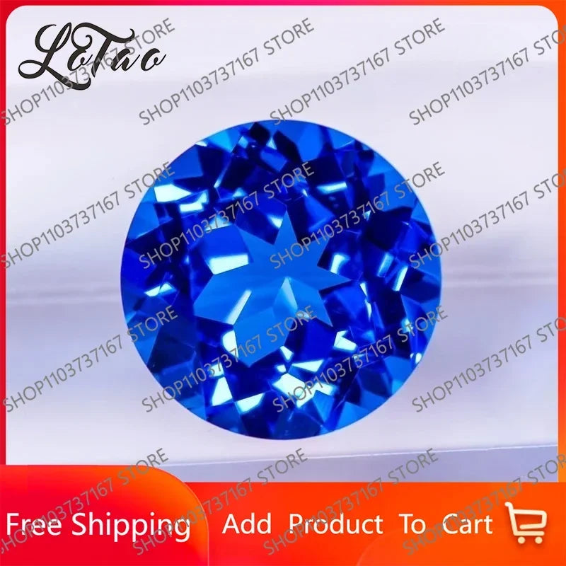 TOPTOP High Quality Lab Grown Cobalt Spinel Blue Color Round Shape Gemstone For Charms Jewelry Making Materials Selectable Certi