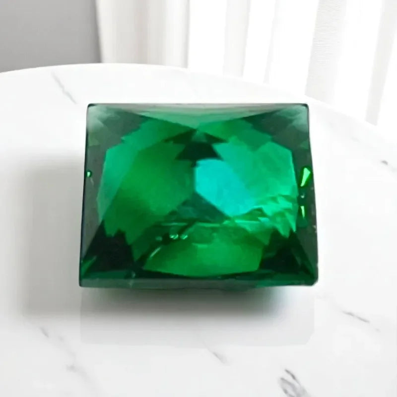 N-Wholesale Laboratory Zambian Emeralds Princess Cut Hydrothermal Hand Cutting With Cracks Inclusions Inside Selectable AGL Cert