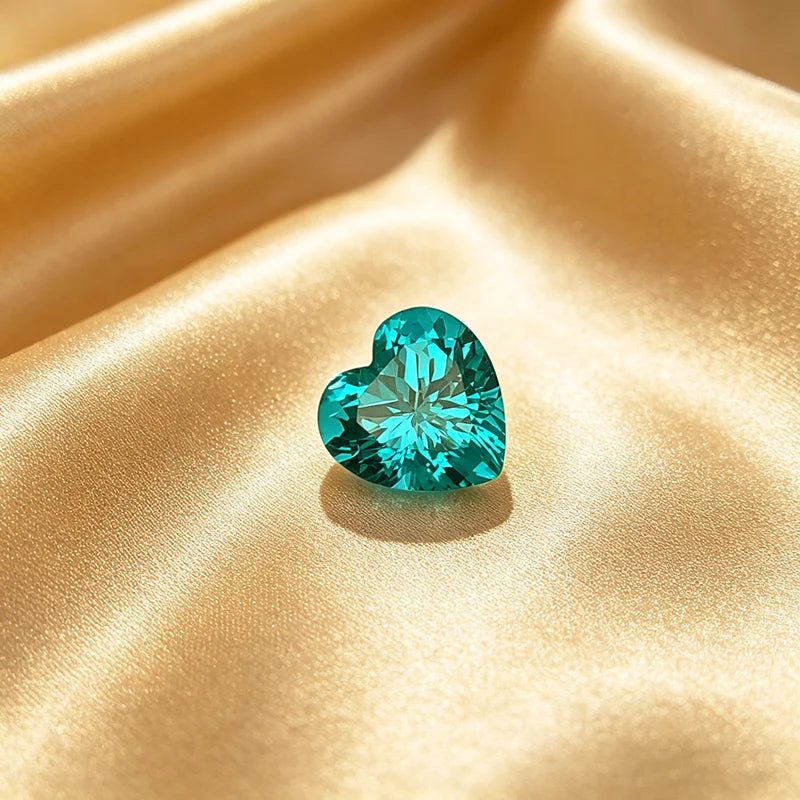 Lab Grown Paraiba Gemstone Heart Shape Loose Gemstones For Jewelry Setting Multi Shapes Available Round Pear Heart Emerald