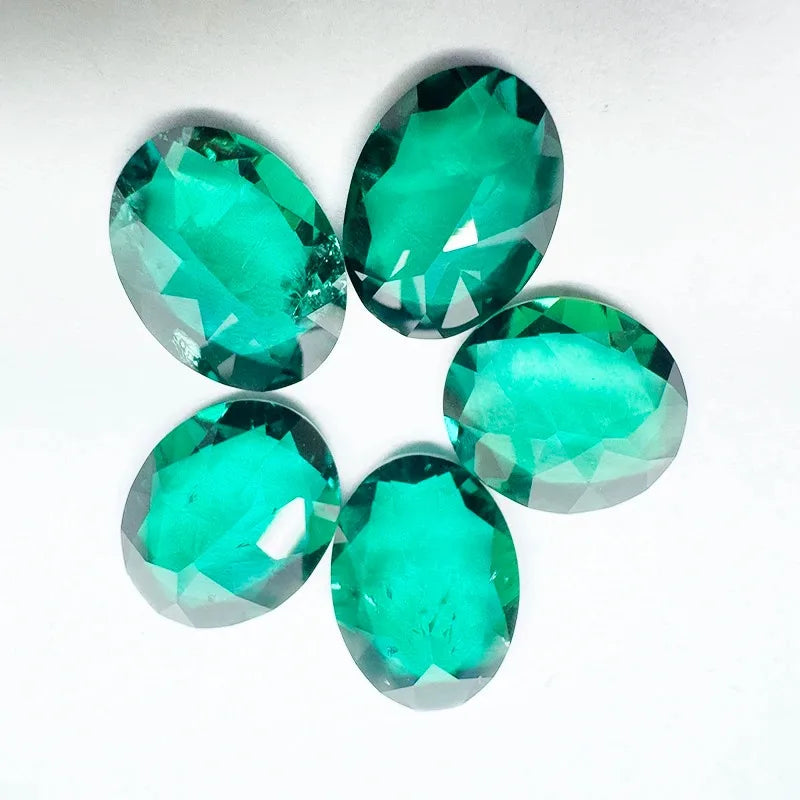 Lab Grown Zambian Emerald Oval Cut Hydrothermal for Jewelry Making Natural Green Color with Inclusions Selectable Certificate