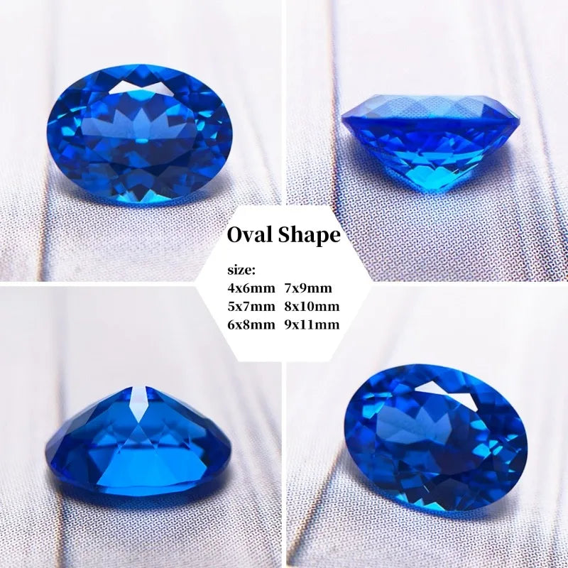 Lab Grown Sapphire Gemstone Oval Cut Royal Blue Lab Created Synthetic Sapphire for Jewelry Making Custom Design AGL Certificate