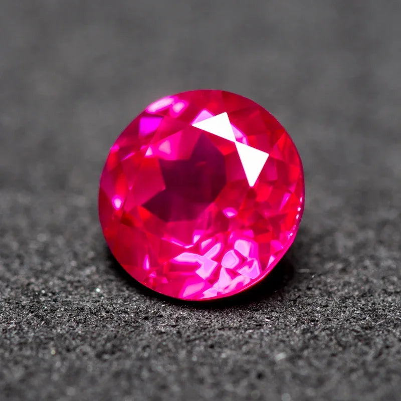 Lab Grown Ruby Round Shaped Rubellite Color for Charms Jewel Making DIY Ring Necklace Earrings Main Materials Certificate