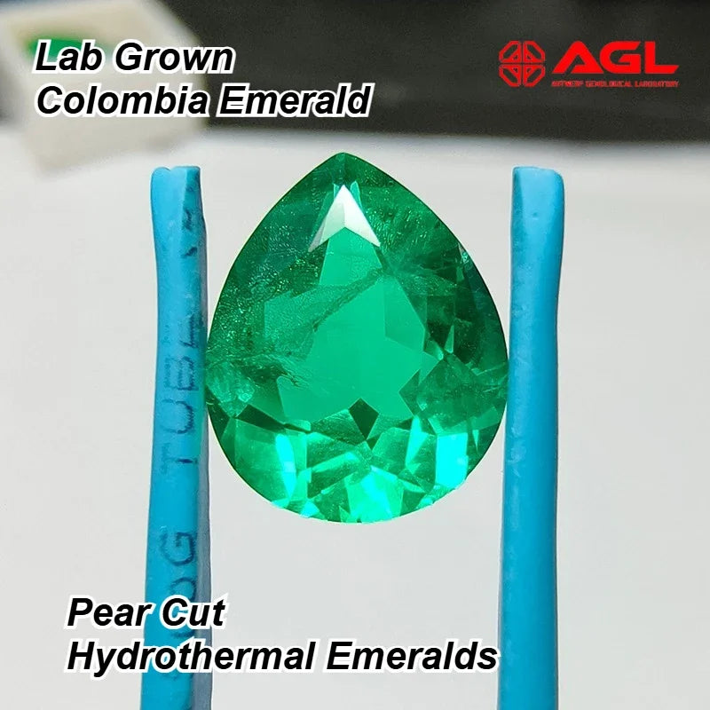 Lab Grown Colombia Emerald Pear Cut Hydrothermal Emeralds for Advanced Jewelry Making Materials Selectable AGL Certificate