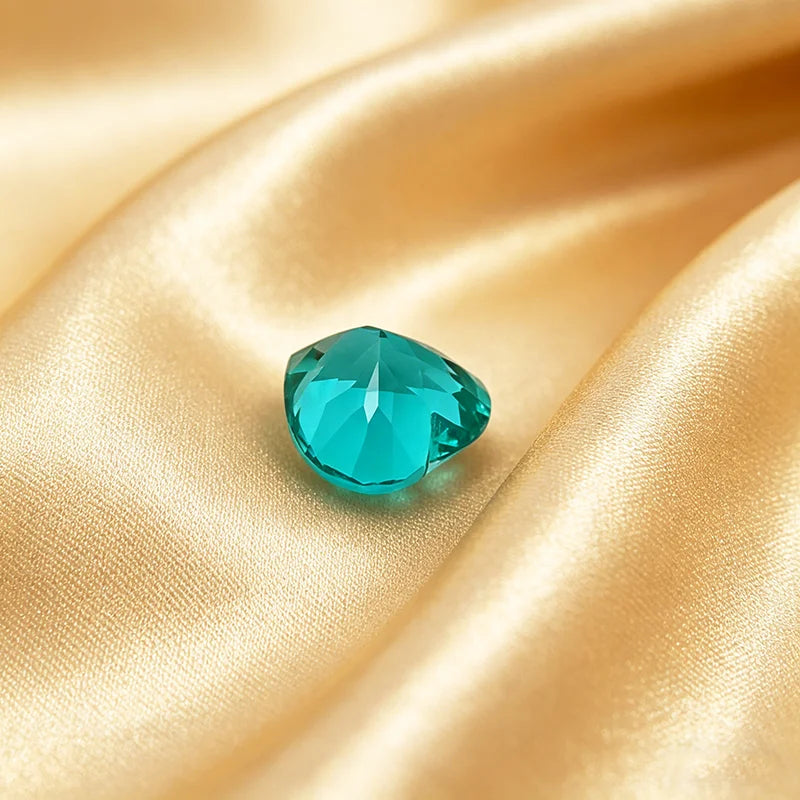 Lab Grown Paraiba Gemstone Heart Shape Loose Gemstones For Jewelry Setting Multi Shapes Available Round Pear Heart Emerald