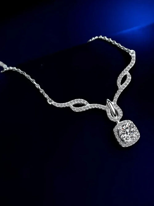 925 Sterling Silver Moissanite Luxury Fashion Four-clawed Female 80 Cent Pendant Necklace Certified