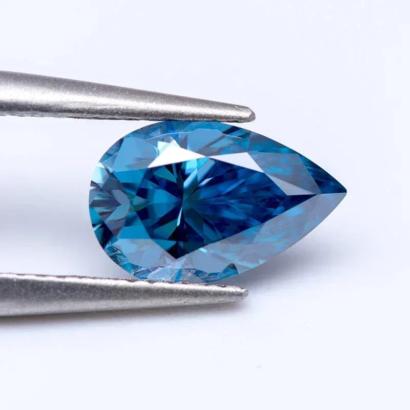 NEW Moissanite Stone Pear Cut Sapphire Blue Colour Lab Created Heat Diamond Jewelry Making Materials Comes With Certificate