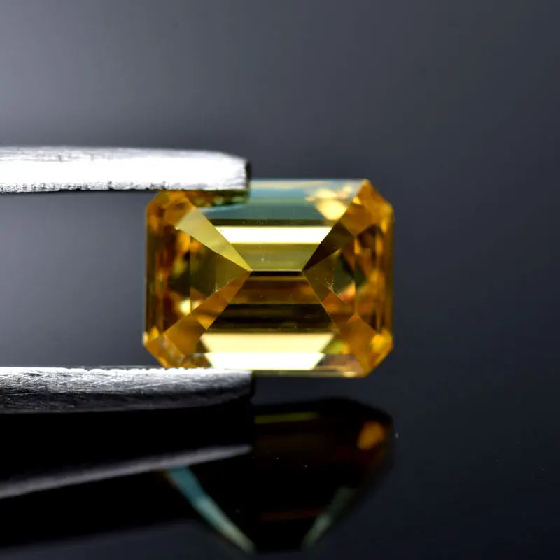 Emerald Cut Moissanite Gemstone VVS1 Golden yellow Color Certificate Stone Artificial DIY Jewelry