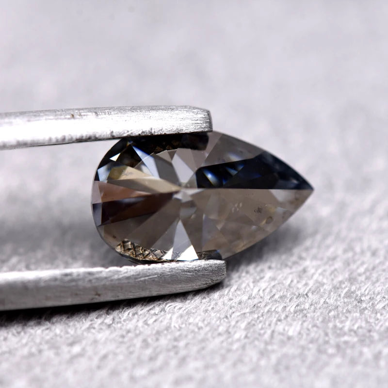 Pear Cut Grey Color Moissanite Synthetic Gemstone with Certificate Charms Gemstone