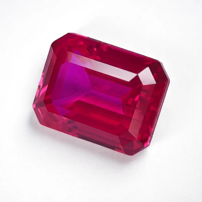 Rubellite Color Lab Grown Ruby Emerald Cut Top Quality Loose Gemstone For Jewelry Diy Making Selectable AGL Certificate