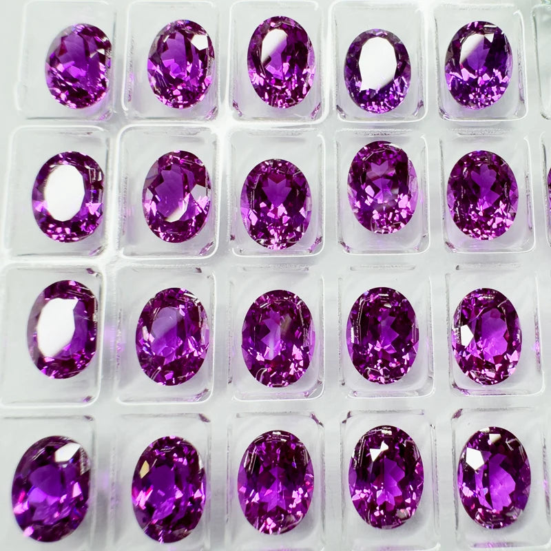 Oval Shape Lab Grown Sapphire Purplish Red Color Diy Jewelry Making Material Selectable Charms Gemstones Beads with Certificate