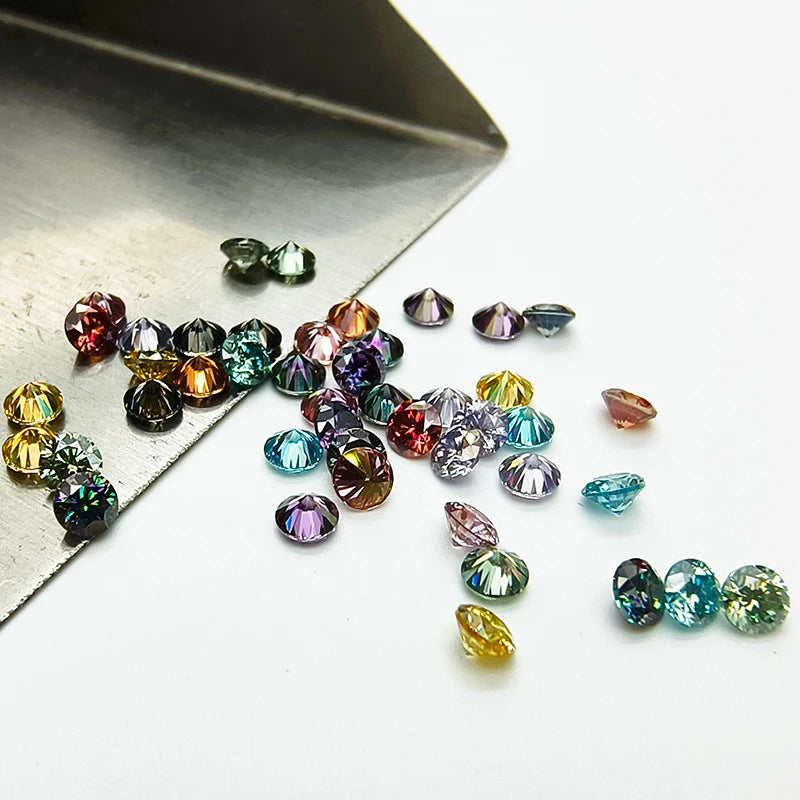 Moissanite Stones Multiple Colors Round Shape Small Sizes 3.0-4.5mm VVS1 Lab Diamonds Gift for Diy Jewelry Making No Certificate