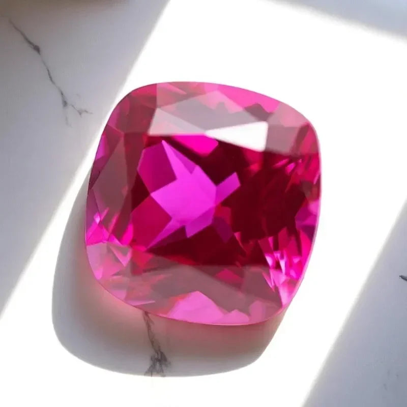 Square Cushion Shape Rubeliite Colour Lab Grown Ruby  VVS1 Charm Beads for Diy Jewelry Making Pendant Selectable AGL Certificate