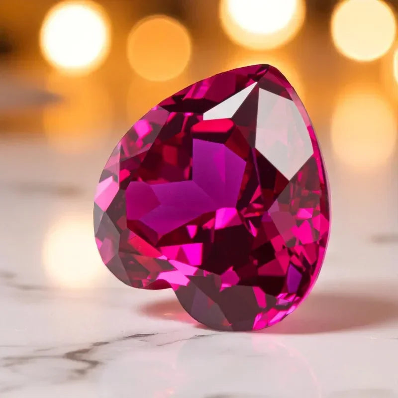 Rubellite Color Heart Shape Lab Grown Ruby VVS1 Stone for Charms Diy Jewelry Making Necklace Material Selectable AGL Certificate