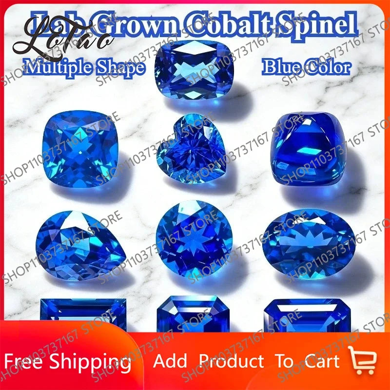 TOPLab Grown Cobalt Spinel Multiple Shape Charms Gemstone for DIY Ring Necklace Earrings Main Materials Selectable Certificate