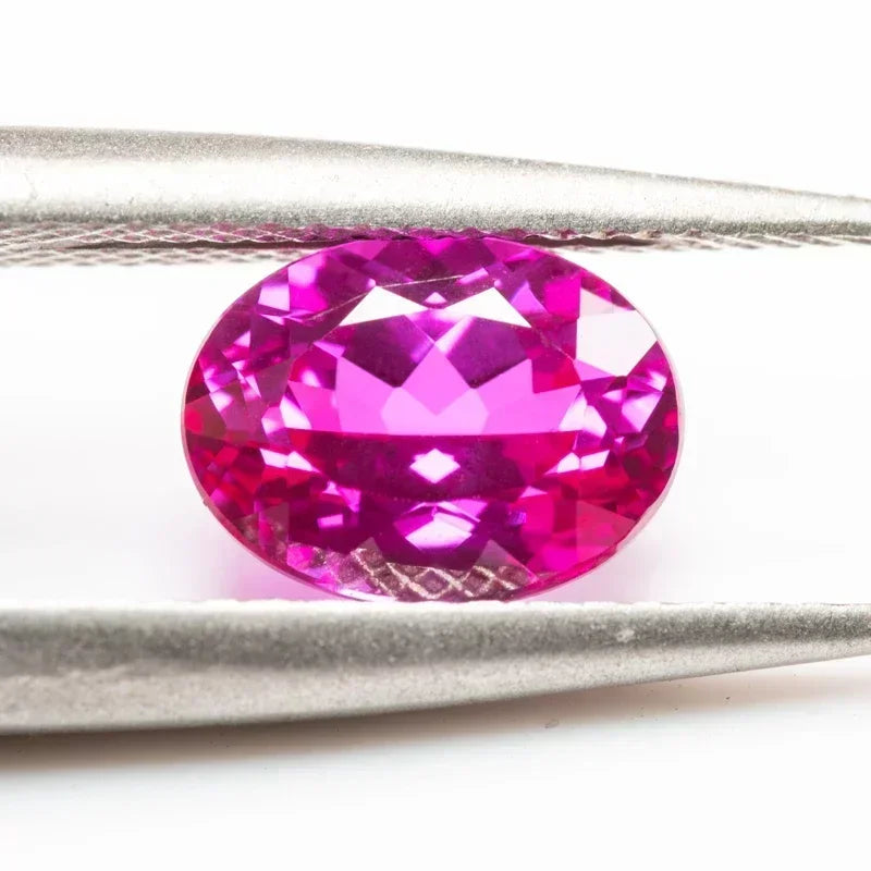 Lab Grown Sapphire Hot Pink Color Oval Shape Charms Gemstone for DIY Jewelry Making Materials Selectable Certificate