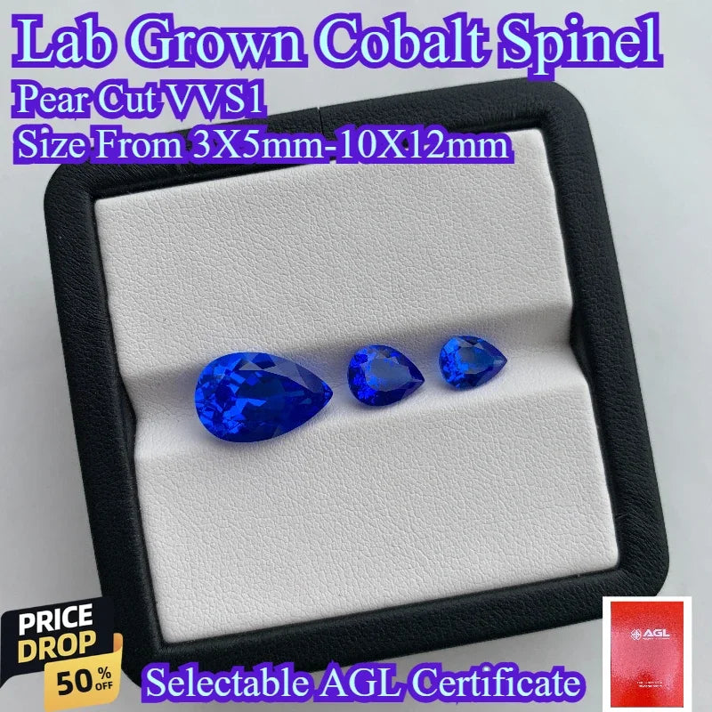 TOPPear Cut Lab Grown Cobalt Spinel gemstone for DIY Ring Necklace Earrings Main Materials Selectable AGL Certificate