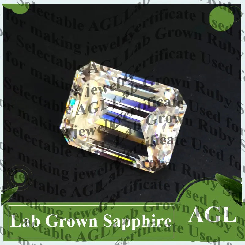 Emerald Cut Moissanite Stone VVS1 Rainbow Green Color Certificate Artificial Gemstone DIY Jewelry