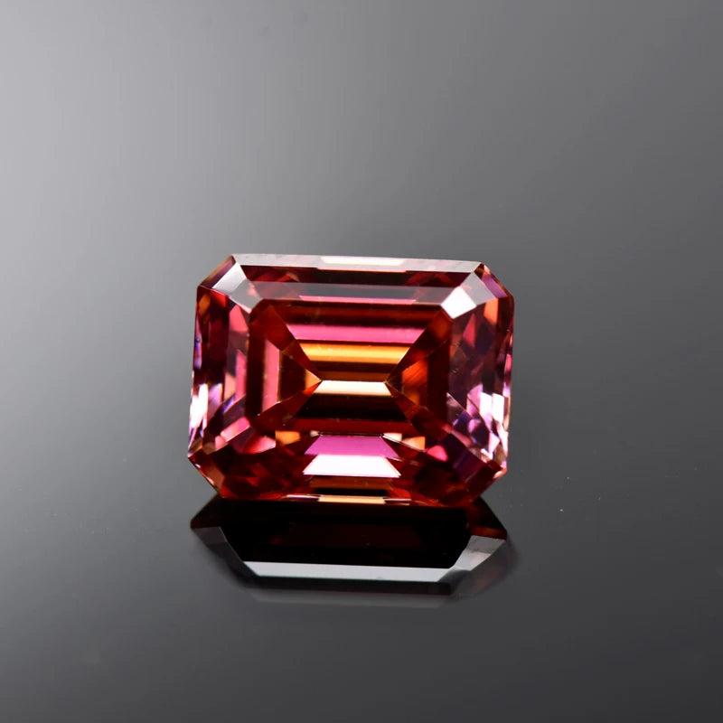 Emerald Cut Moissanite Stone VVS1 Watermelon red Color Certificate DIY Jewelry Artificial Gemstone