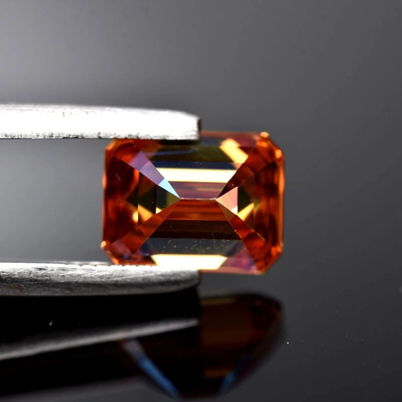 Emerald Cut Moissanite Stone VVS1 Orange Color  Certificate Artificial Gemstone DIY Jewelry